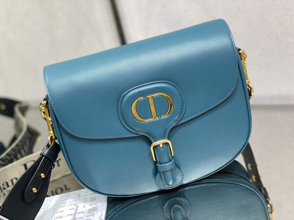 Dior Large Bobby Bag M9320 Dark Blue Box Calfskin with Blue Oblique Strap - Default Title - View 2