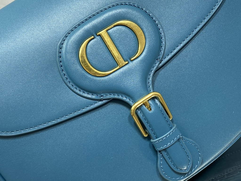 Dior Large Bobby Bag M9320 Dark Blue Box Calfskin with Blue Oblique Strap - Default Title - View 3
