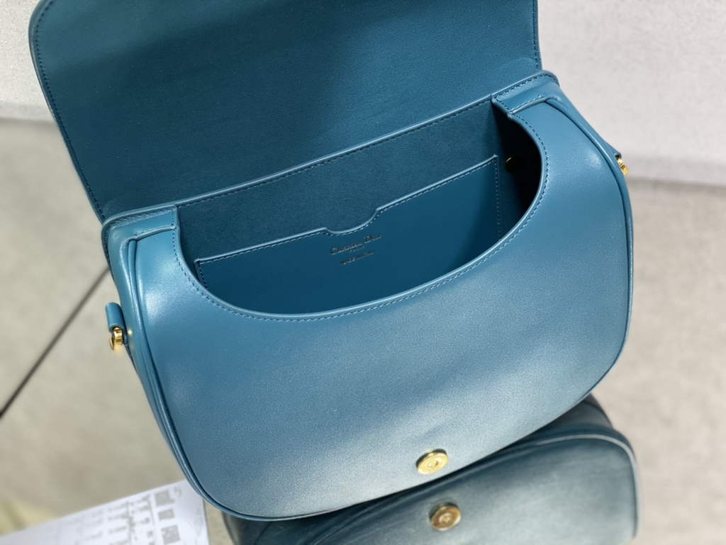 Dior Large Bobby Bag M9320 Dark Blue Box Calfskin with Blue Oblique Strap - Default Title - View 8