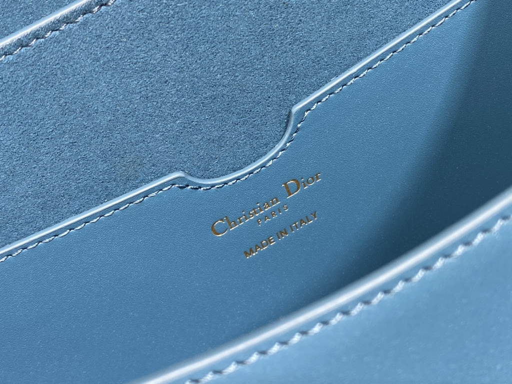 Dior Large Bobby Bag M9320 Dark Blue Box Calfskin with Blue Oblique Strap - Default Title - View 9