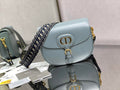 Dior Large Bobby Bag M9320 Blue Box Calfskin with Blue Oblique Strap - Default Title - View 1