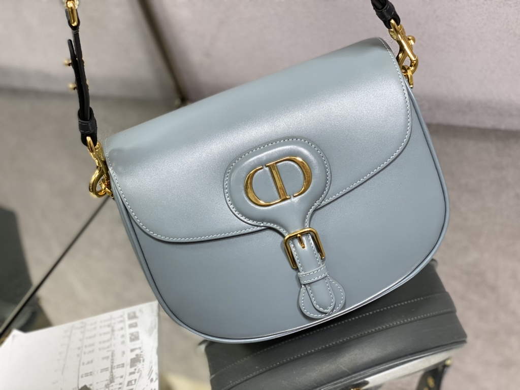 Dior Large Bobby Bag M9320 Blue Box Calfskin with Blue Oblique Strap - Default Title - View 2