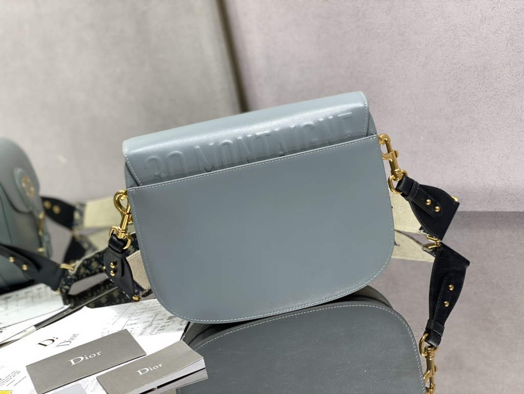 Dior Large Bobby Bag M9320 Blue Box Calfskin with Blue Oblique Strap - Default Title - View 4