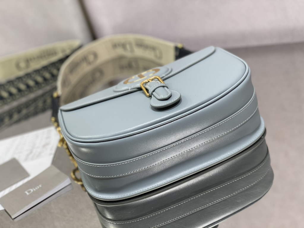 Dior Large Bobby Bag M9320 Blue Box Calfskin with Blue Oblique Strap - Default Title - View 5
