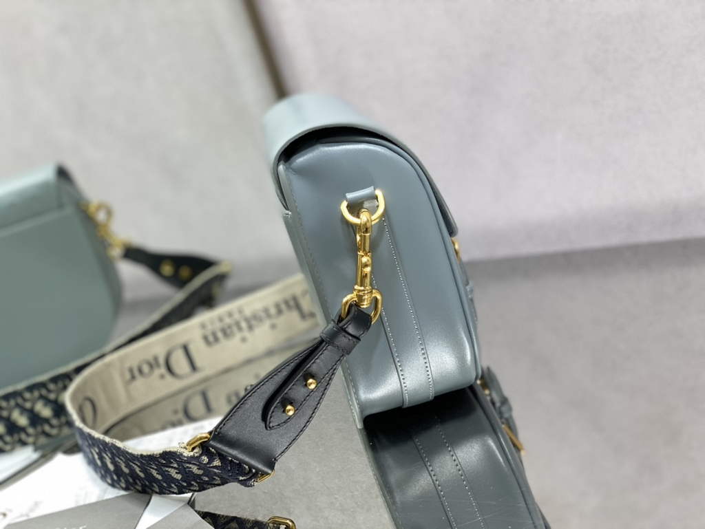 Dior Large Bobby Bag M9320 Blue Box Calfskin with Blue Oblique Strap - Default Title - View 6