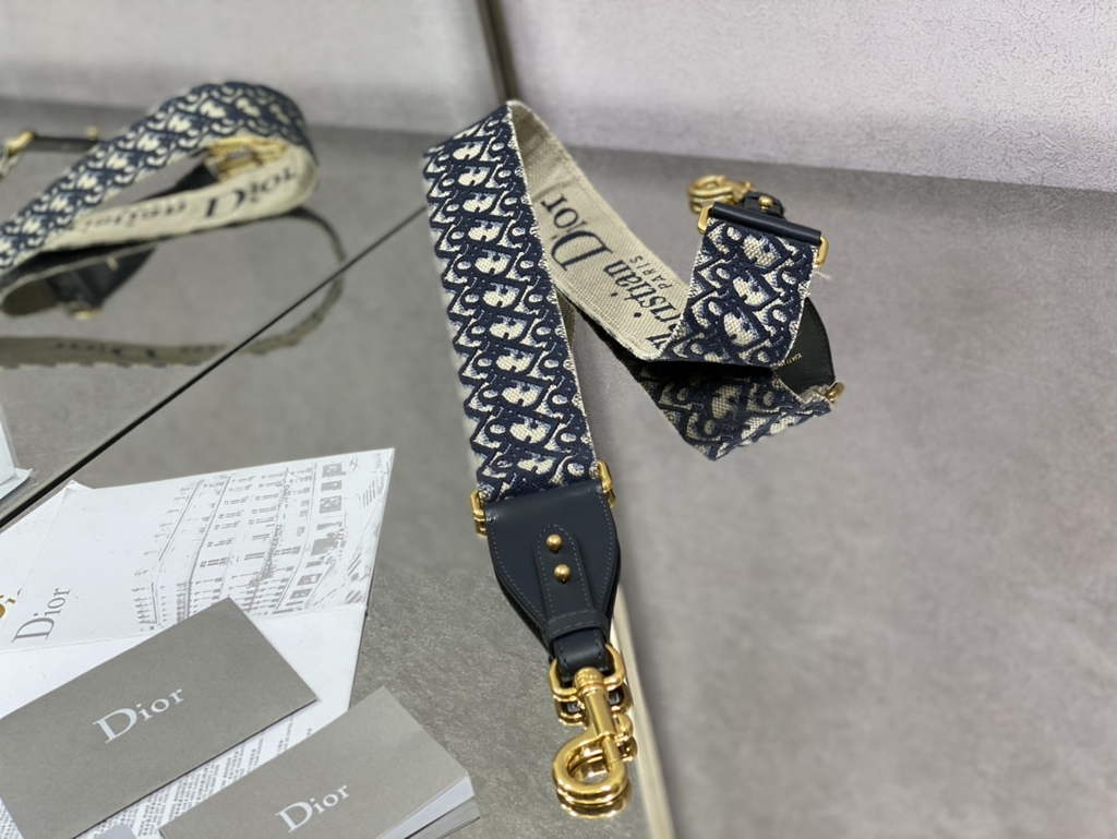 Dior Large Bobby Bag M9320 Blue Box Calfskin with Blue Oblique Strap - Default Title - View 7