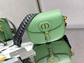 Dior Large Bobby Bag M9320 Green Box Calfskin with Blue Oblique Strap - Default Title - View 1