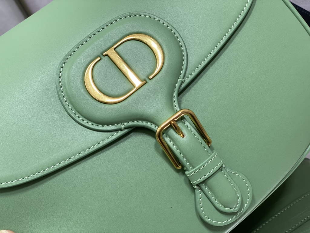 Dior Large Bobby Bag M9320 Green Box Calfskin with Blue Oblique Strap - Default Title - View 3