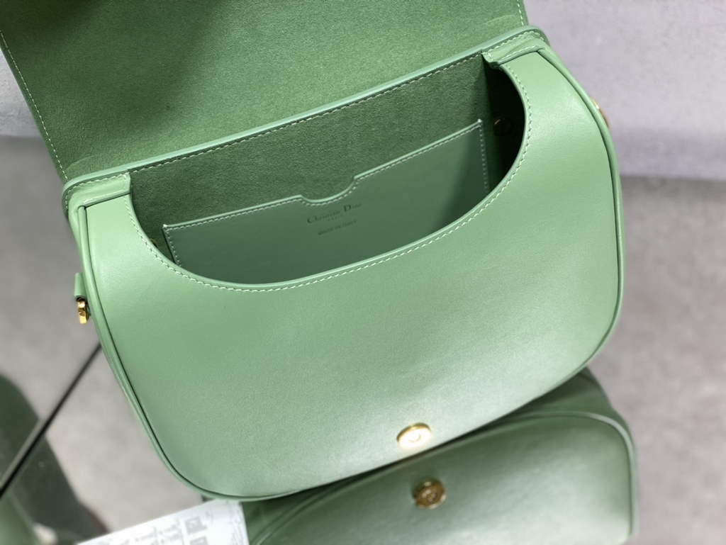 Dior Large Bobby Bag M9320 Green Box Calfskin with Blue Oblique Strap - Default Title - View 8