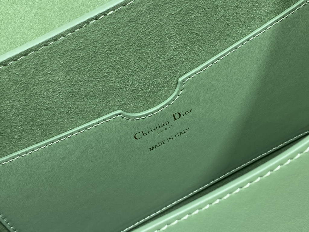 Dior Large Bobby Bag M9320 Green Box Calfskin with Blue Oblique Strap - Default Title - View 9
