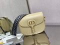 Dior Large Bobby Bag M9320 Beige Box Calfskin with Blue Oblique Strap - Default Title - View 1