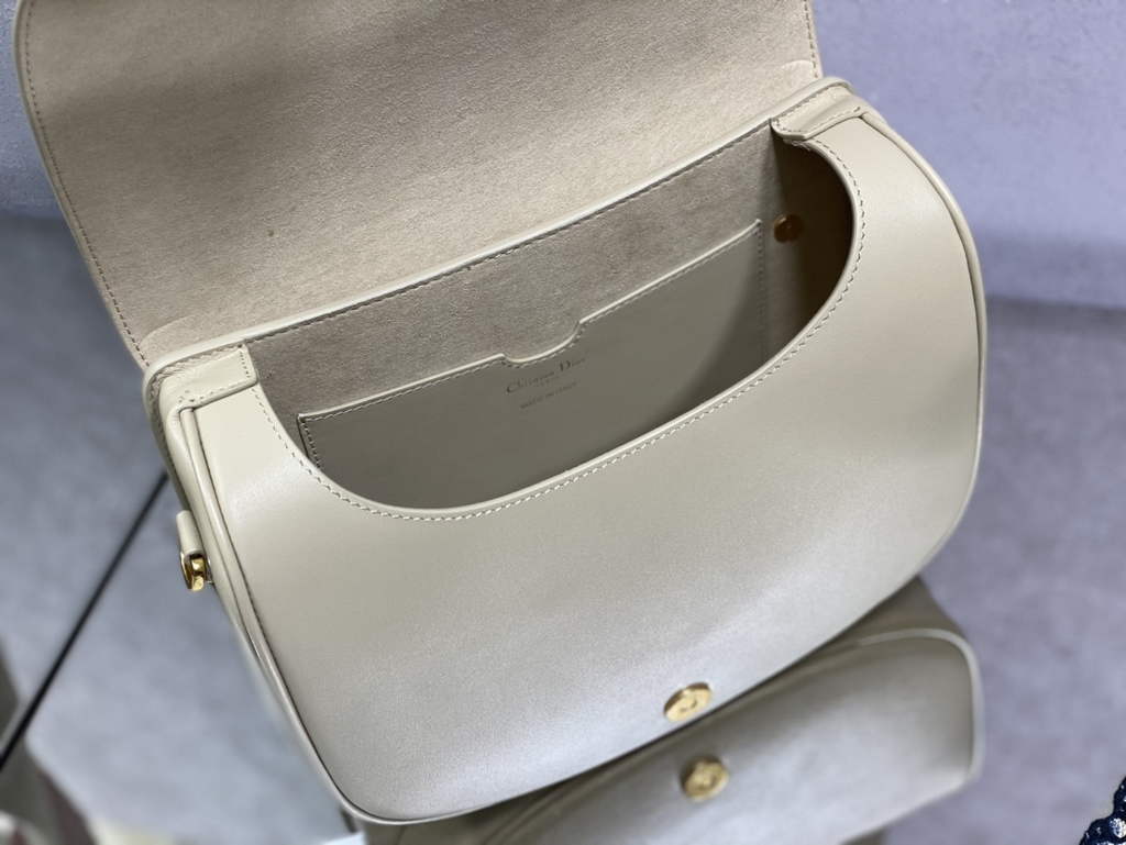 Dior Large Bobby Bag M9320 Beige Box Calfskin with Blue Oblique Strap - Default Title - View 8