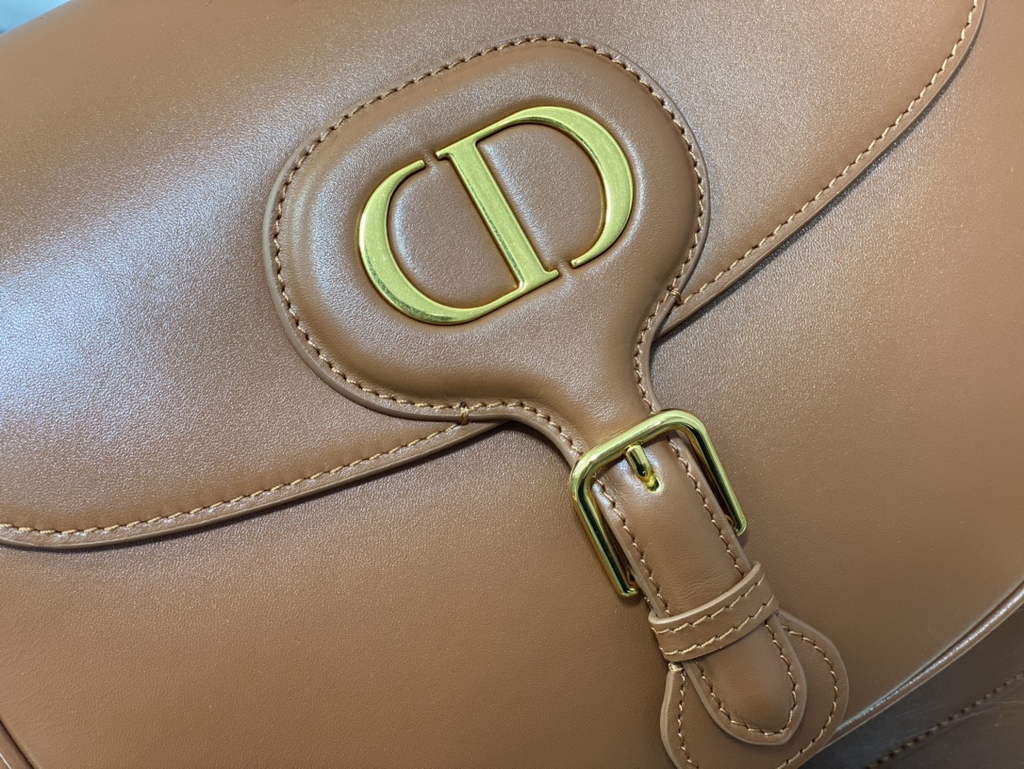 Dior Large Bobby Bag M9320 Brown Box Calfskin with Blue Oblique Strap - Default Title - View 3