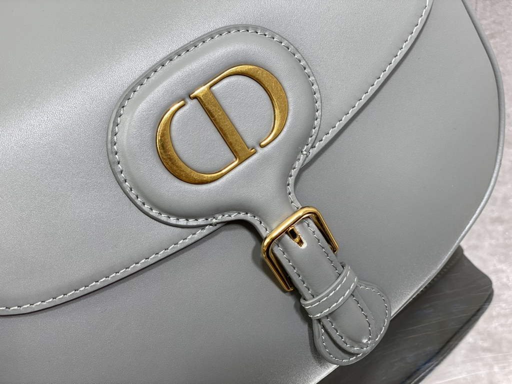 Dior Large Bobby Bag M9320 Gray Box Calfskin with Blue Oblique Strap - Default Title - View 3