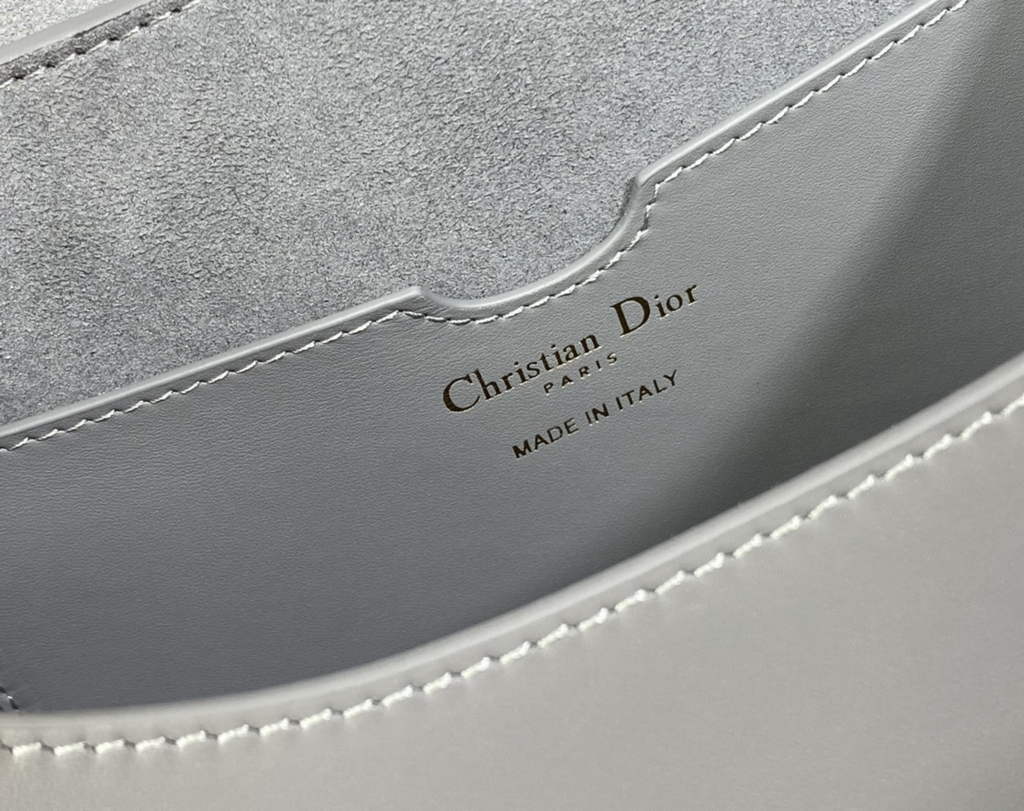 Dior Large Bobby Bag M9320 Gray Box Calfskin with Blue Oblique Strap - Default Title - View 9