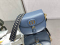 Dior Large Bobby Bag M9320 Box Blue Calfskin with Blue Oblique Strap - Default Title - View 1
