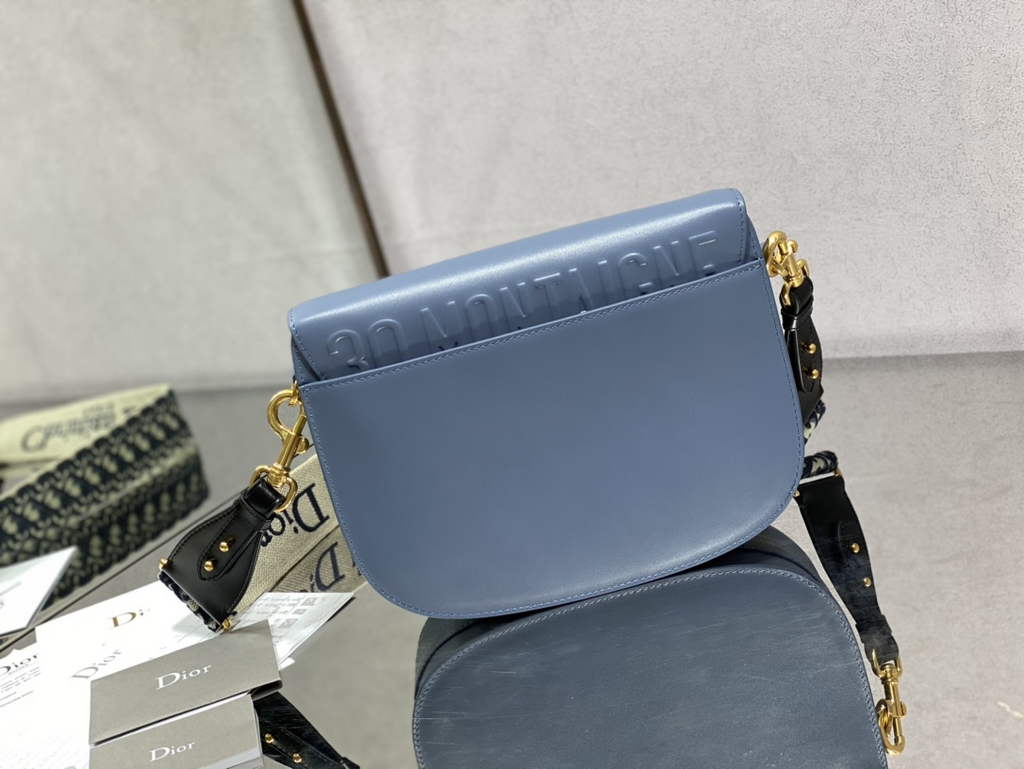 Dior Large Bobby Bag M9320 Box Blue Calfskin with Blue Oblique Strap - Default Title - View 4