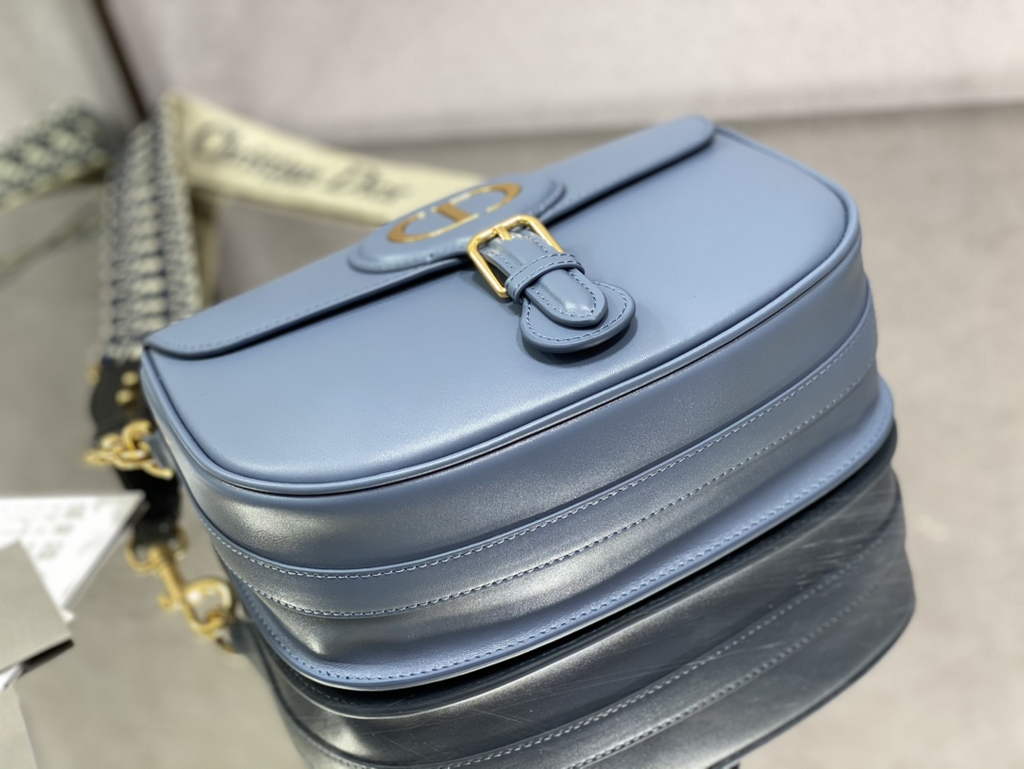 Dior Large Bobby Bag M9320 Box Blue Calfskin with Blue Oblique Strap - Default Title - View 5