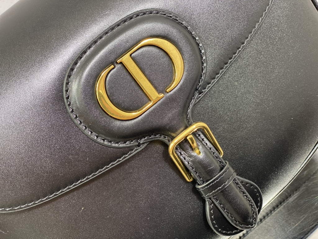 Dior Large Bobby Bag M9320 Black Box Calfskin with Blue Oblique Strap - Default Title - View 3