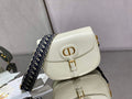 Dior Large Bobby Bag M9320 White Box Calfskin with Blue Oblique Strap - Default Title - View 1