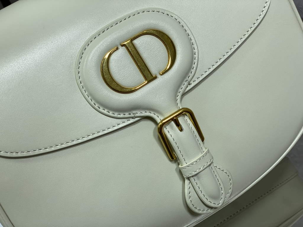 Dior Large Bobby Bag M9320 White Box Calfskin with Blue Oblique Strap - Default Title - View 3