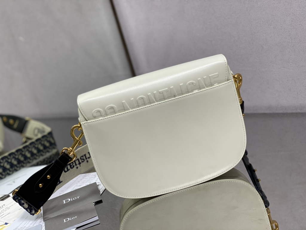 Dior Large Bobby Bag M9320 White Box Calfskin with Blue Oblique Strap - Default Title - View 4