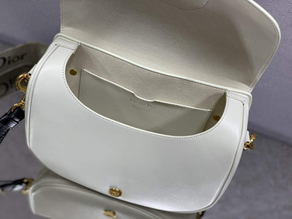 Dior Large Bobby Bag M9320 White Box Calfskin with Blue Oblique Strap - Default Title - View 8