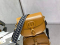 Dior Large Bobby Bag M9320 Tan Box Calfskin with Blue Oblique Strap - Default Title - View 1
