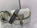 Dior Large Bobby Bag M9320 Gray Oblique Jacquard with Strap - Default Title - View 1