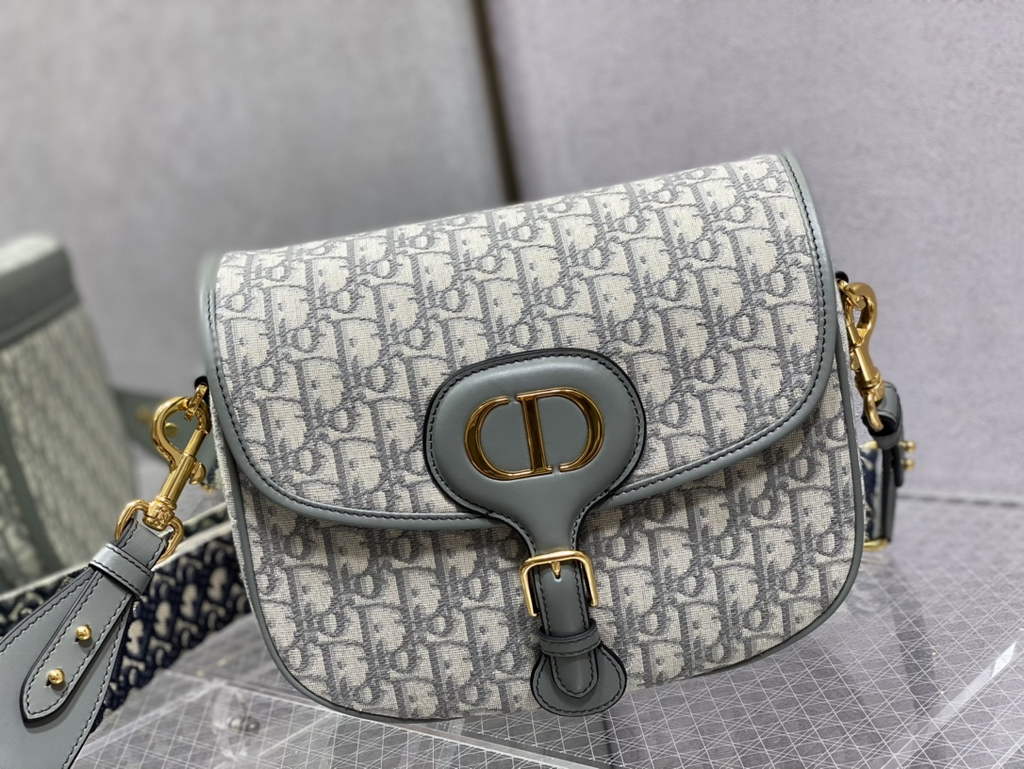 Dior Large Bobby Bag M9320 Gray Oblique Jacquard with Strap