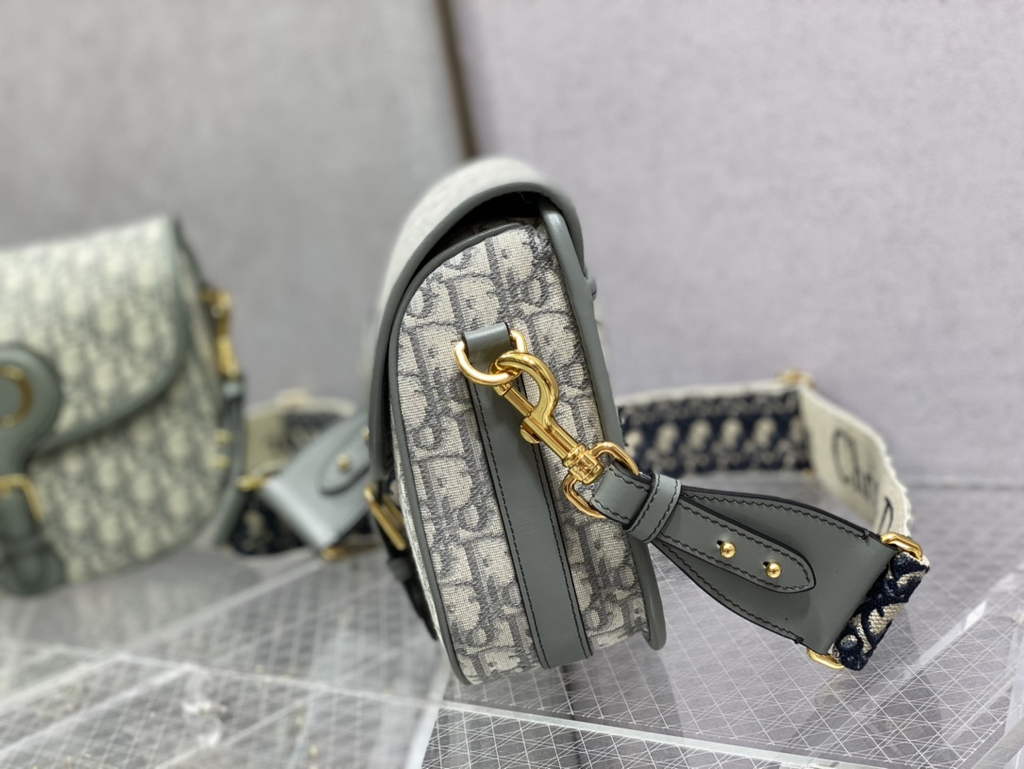 Dior Large Bobby Bag M9320 Gray Oblique Jacquard with Strap - Default Title - View 5