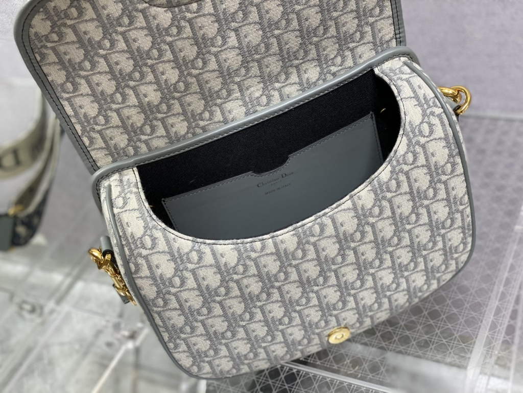 Dior Large Bobby Bag M9320 Gray Oblique Jacquard with Strap - Default Title - View 7