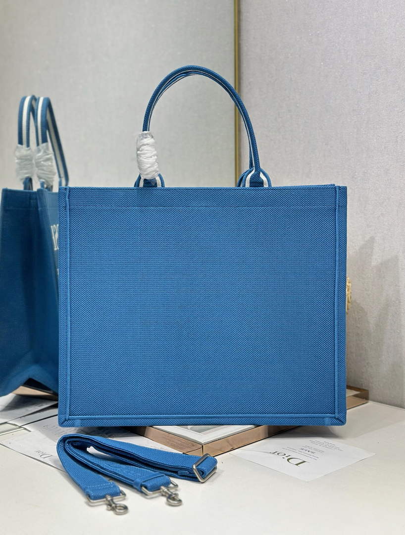 Dior Large Book Tote – Blue and White Toile de Jouy Embroidery – Cotton Canvas - Default Title - View 3