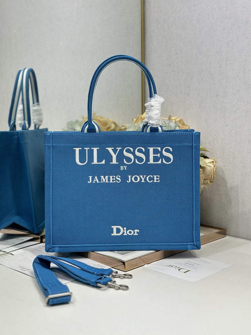 Dior Medium Book Tote – Blue and White Toile de Jouy Embroidery – with Strap - Default Title - View 2