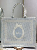 Dior Large Book Tote – Soupir Blue Oblique with Lace - Default Title - View 1