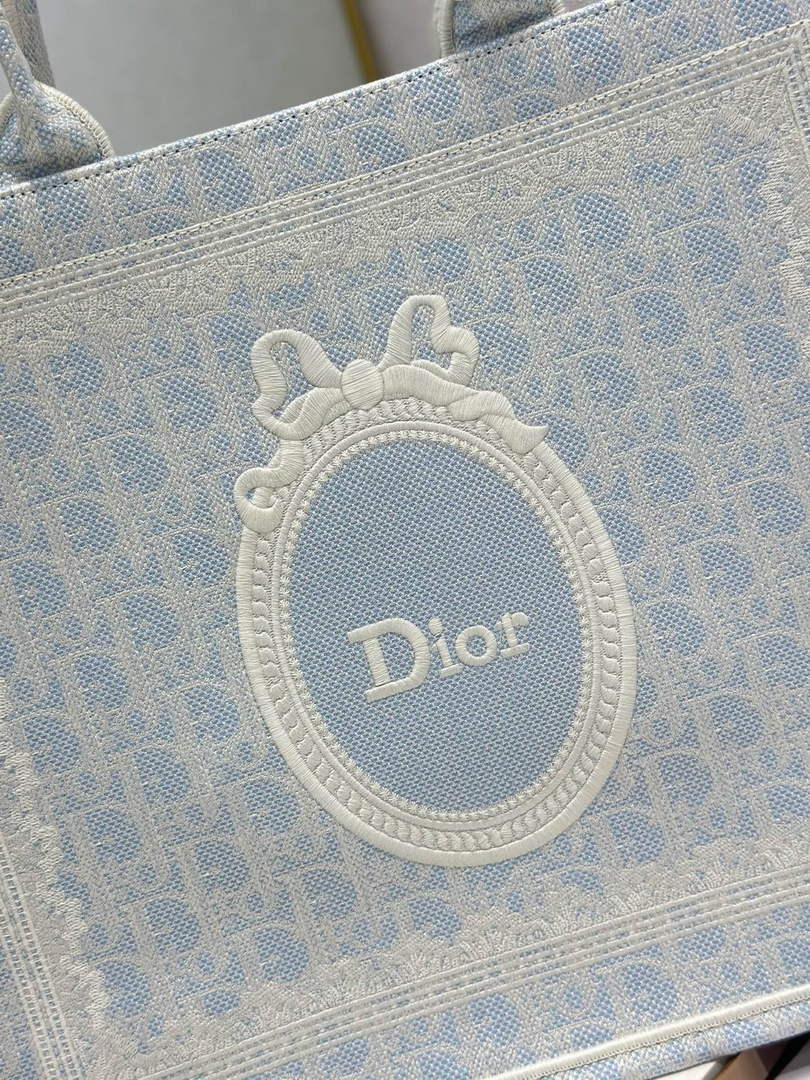 Dior Large Book Tote – Soupir Blue Oblique with Lace - Default Title - View 5