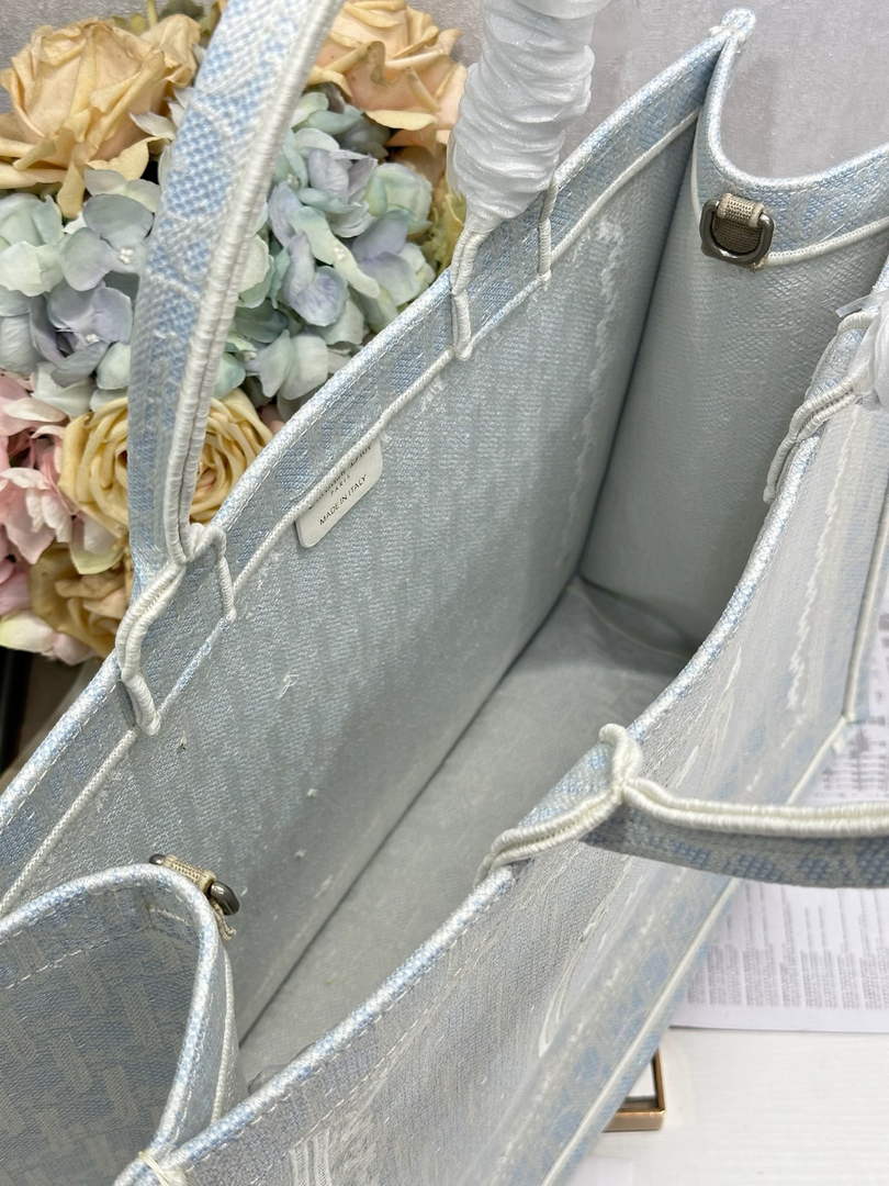 Dior Large Book Tote – Soupir Blue Oblique with Lace - Default Title - View 6