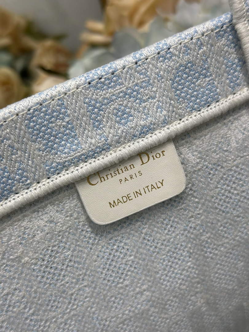 Dior Large Book Tote – Soupir Blue Oblique with Lace - Default Title - View 7