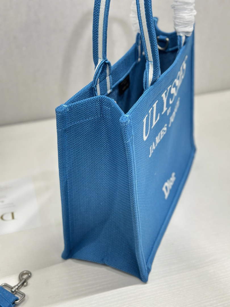Dior Medium Book Tote – Blue and White Toile de Jouy Embroidery – with Strap - Default Title - View 5