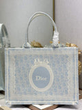 Dioramour Medium Book Tote with Strap – Soupir Blue Oblique with Lace - Default Title - View 1