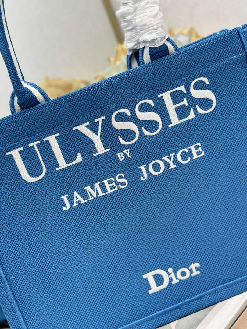 Dior Medium Book Tote – Blue and White Toile de Jouy Embroidery – with Strap - Default Title - View 6