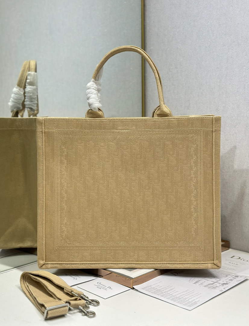 Dior Large Book Tote – Soupir Apricot Oblique with Lace - Default Title - View 3
