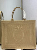Dior Large Book Tote – Natural Cannage Raffia-Effect Embroidery - Default Title - View 1