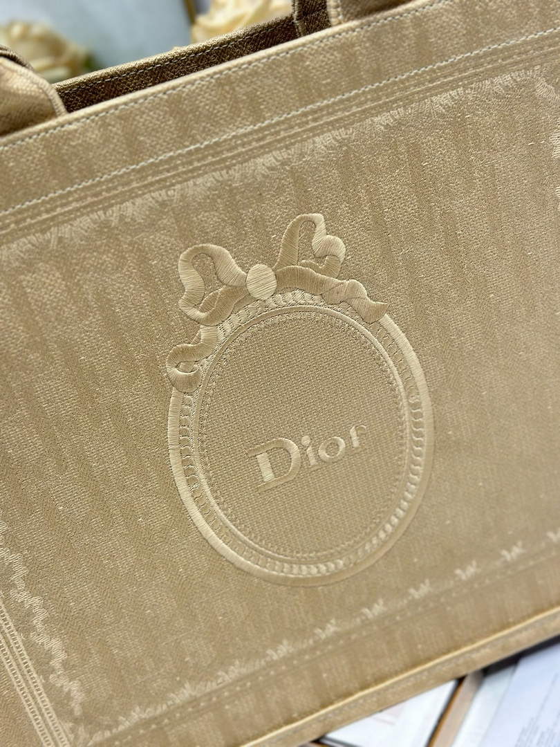 Dior Large Book Tote – Soupir Apricot Oblique with Lace - Default Title - View 5