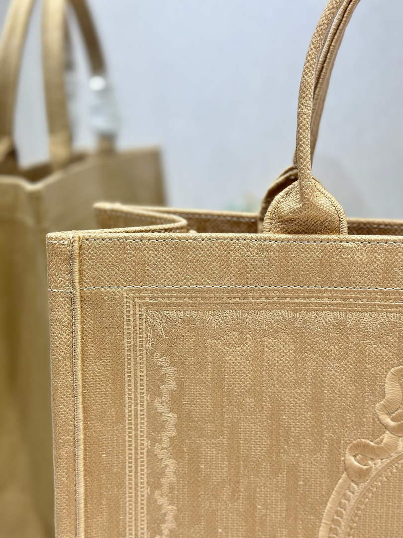 Dior Large Book Tote – Natural Cannage Raffia-Effect Embroidery - Default Title - View 6