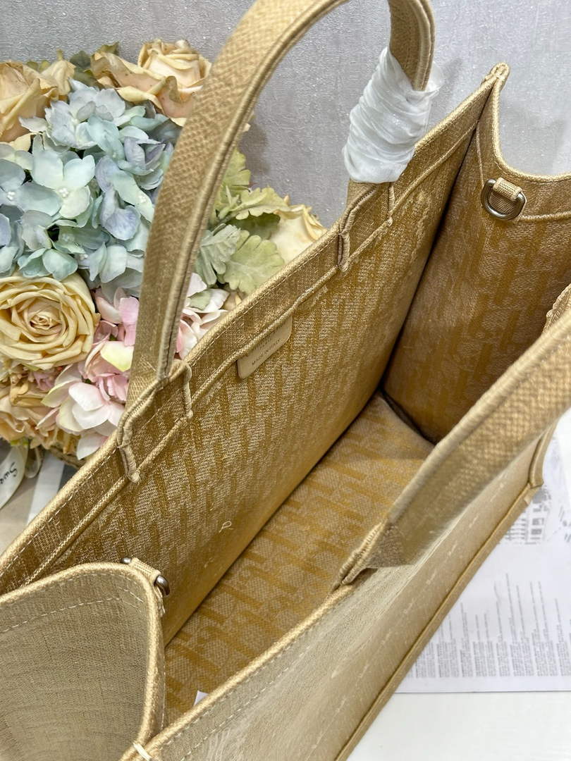 Dior Large Book Tote – Natural Cannage Raffia-Effect Embroidery - Default Title - View 7
