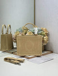 Small Dior Book Tote with Strap – Natural Cannage Raffia-Effect Embroidery - Default Title - View 1