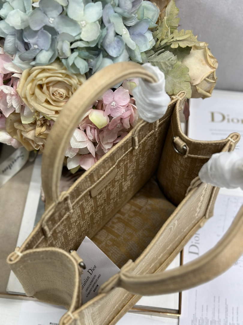 Small Dior Book Tote with Strap – Natural Cannage Raffia-Effect Embroidery - Default Title - View 6