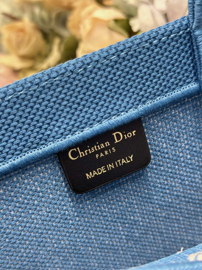 Dior Medium Book Tote – Blue and White Toile de Jouy Embroidery – with Strap - Default Title - View 9