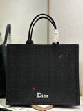 Dior Large Book Tote – Black Raffia-Effect Cannage Embroidery - Default Title - View 1